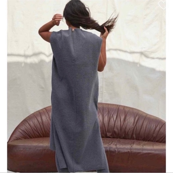 Lunya Cozy Cotton Silk Oversized Dress Sleeveless V-Neck Grey Size Medium - Picture 7 of 8